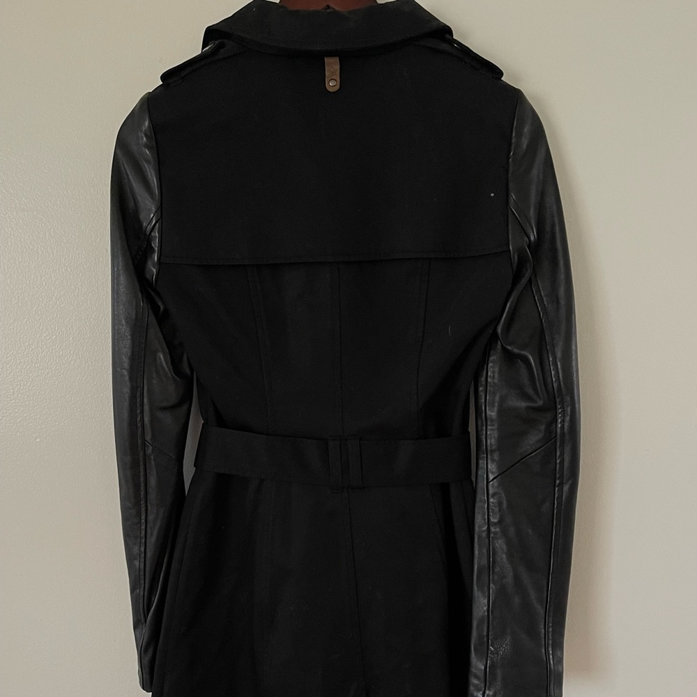 Mackage Trench Coat with Leather Sleeves - Picture 2 of 3